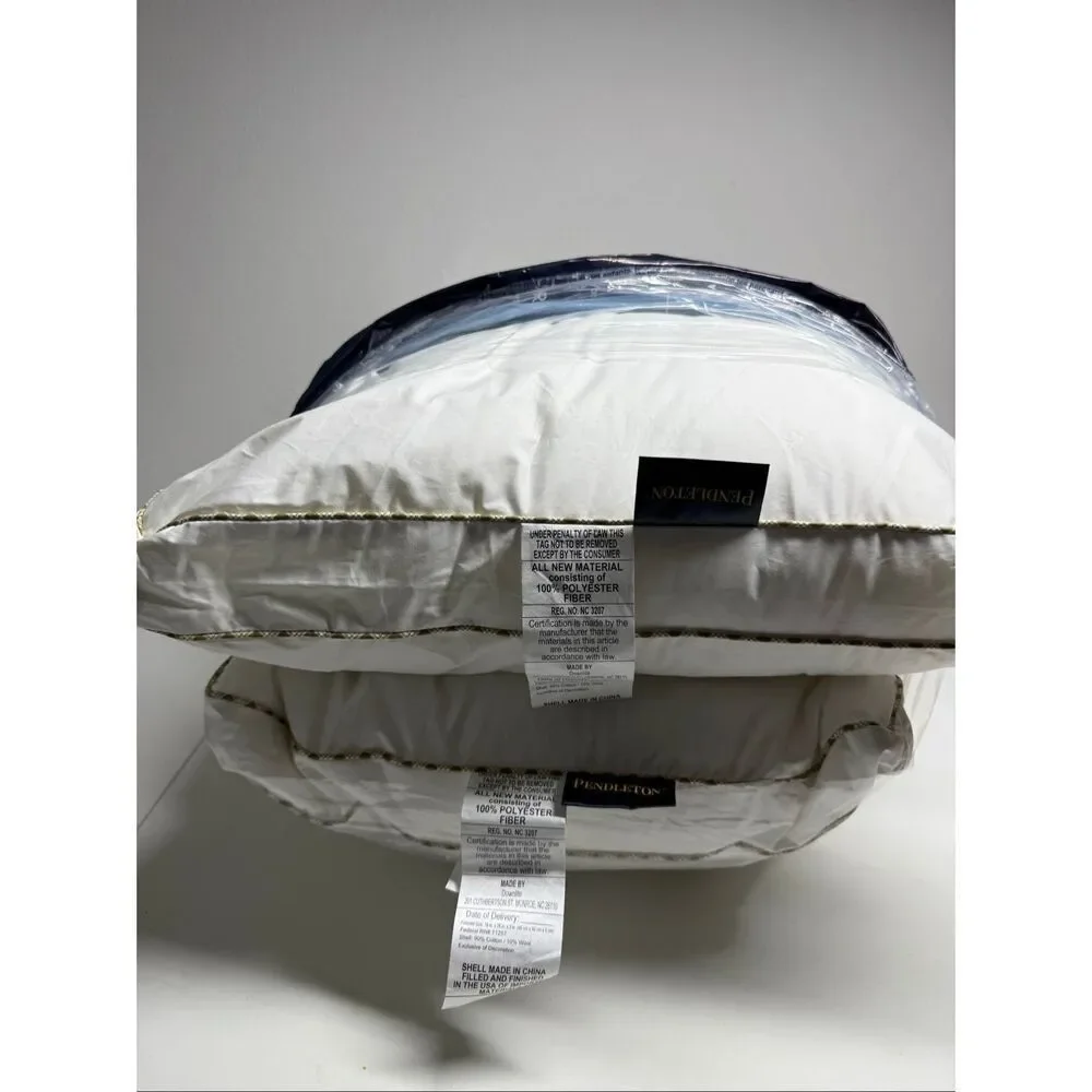 NWT Pendleton 2 Pillows Wool Cotton Temperature Control All Position Support